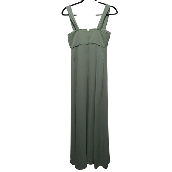 Vintage Style Side Split Sage Sz.2 Maxi Dress Sleeveless Evening Gown USA Made - Picture 2 of 8